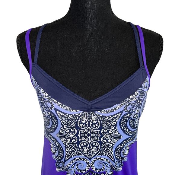 ATHLETA Swim Suite Tankini Top Paisley Purple XS - Picture 5 of 10